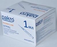 1 мл трехкомпонентный шприц Pakro инсулиновый U100 , с иглой 0,3х13, 100 шт купить в Самаре